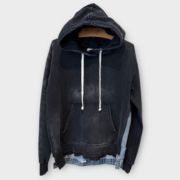 NWT Free People x Tricia Fix Zuma Denim Mix Hooded Sweatshirt Size Small - Picture 3 of 16